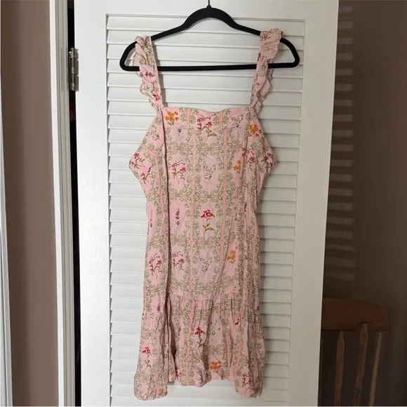 Agua Bendita x Target Pink Floral Smocked Mini Dress Size XL - Picture 2 of 6